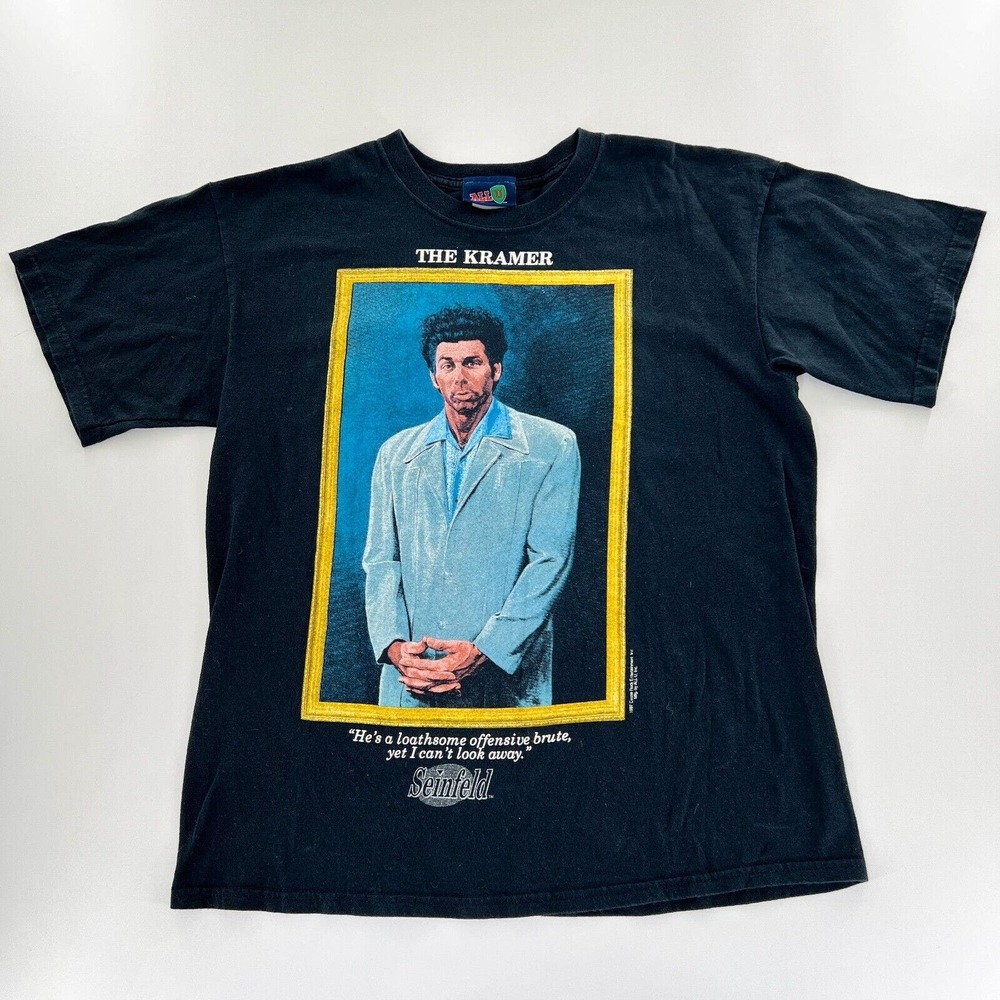 Vintage 90s Sz L T-Shirt Kramer Seinfeld American Sitcom Single Stitch Knit RARE